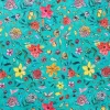 Discount Globaltex Polyester-Stoff "Blumen-Türkis"