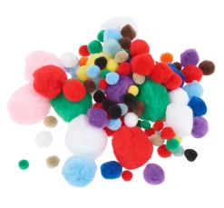 Rayher Pompons "Farben & Größen Mix", 100 Stück