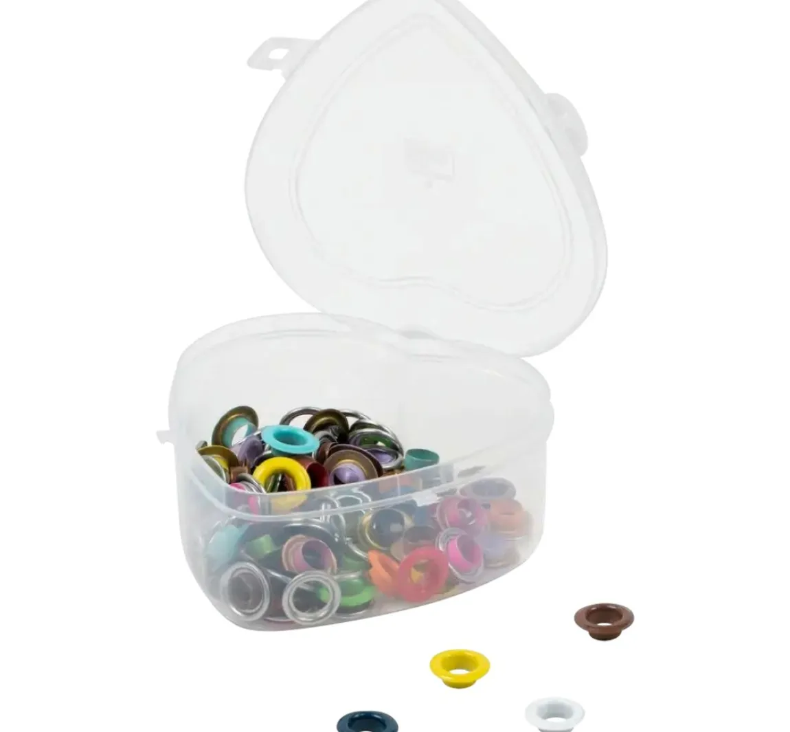 New Prym Ösen mit Scheiben Bunt, Ø 8 mm, in Herzbox