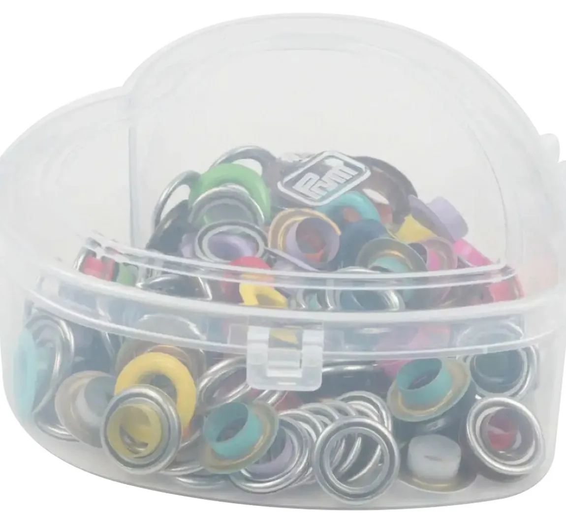 New Prym Ösen mit Scheiben Bunt, Ø 8 mm, in Herzbox