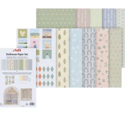 New stafil Puppenhaus-Papierset, 10 Bogen DIN A4 + 1 Bogen mit Fahnen und Bildern
