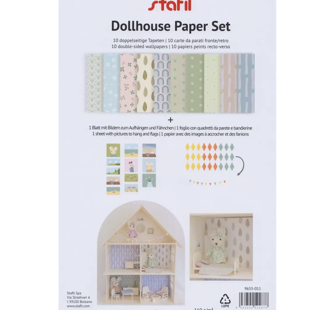 New stafil Puppenhaus-Papierset, 10 Bogen DIN A4 + 1 Bogen mit Fahnen und Bildern