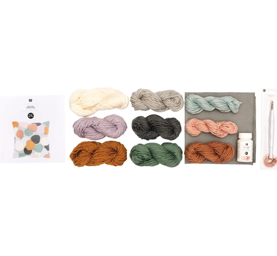 Sale Rico Design Punch Needle Set Kissen Punkte bunt