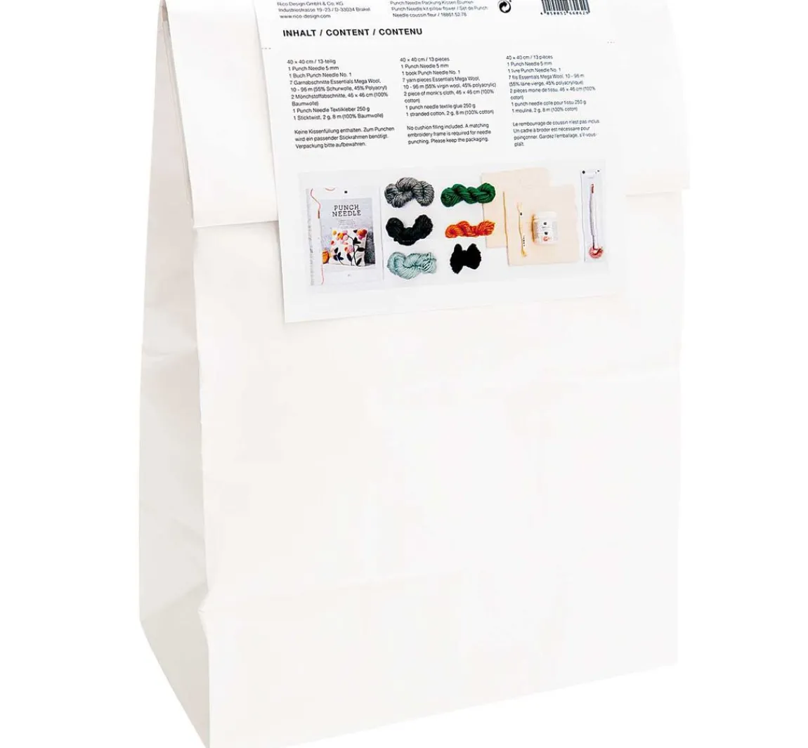 New Rico Design Punch Needle Set "Kissen Blumen"