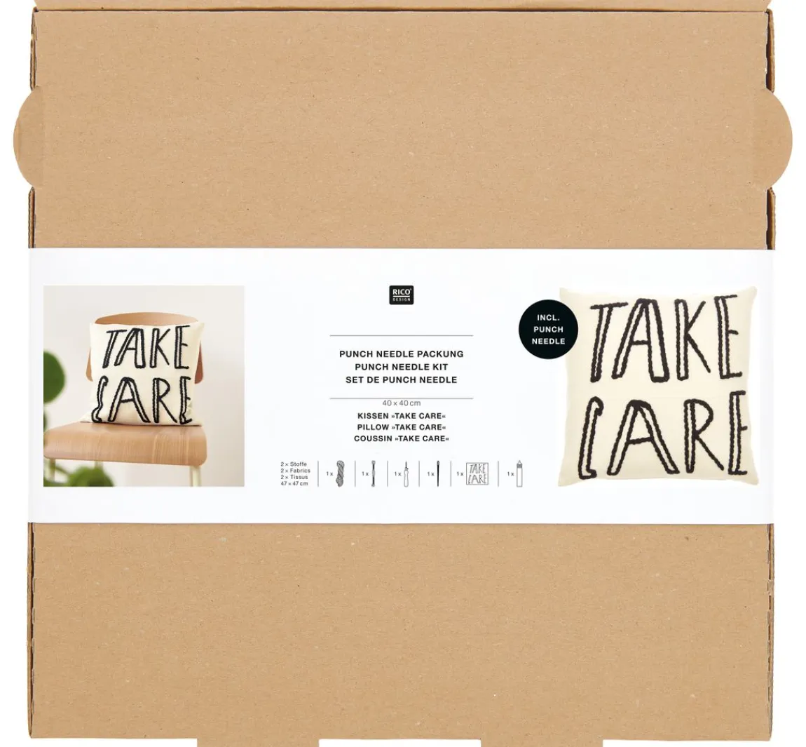 Sale Rico Design Punch Needle Packung "Kissen Take Care"