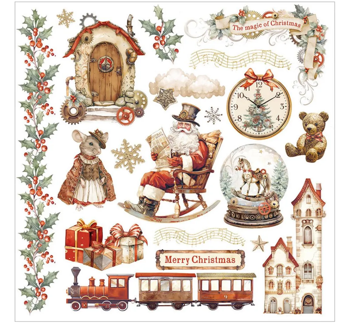Sale Stamperia Rub On Sortiment "Gear up for Christmas"