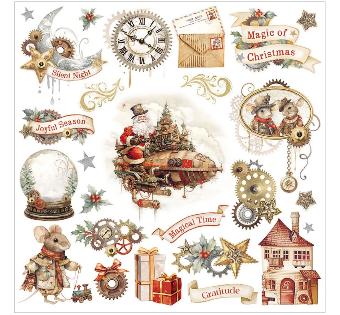 Sale Stamperia Rub On Sortiment "Gear up for Christmas"