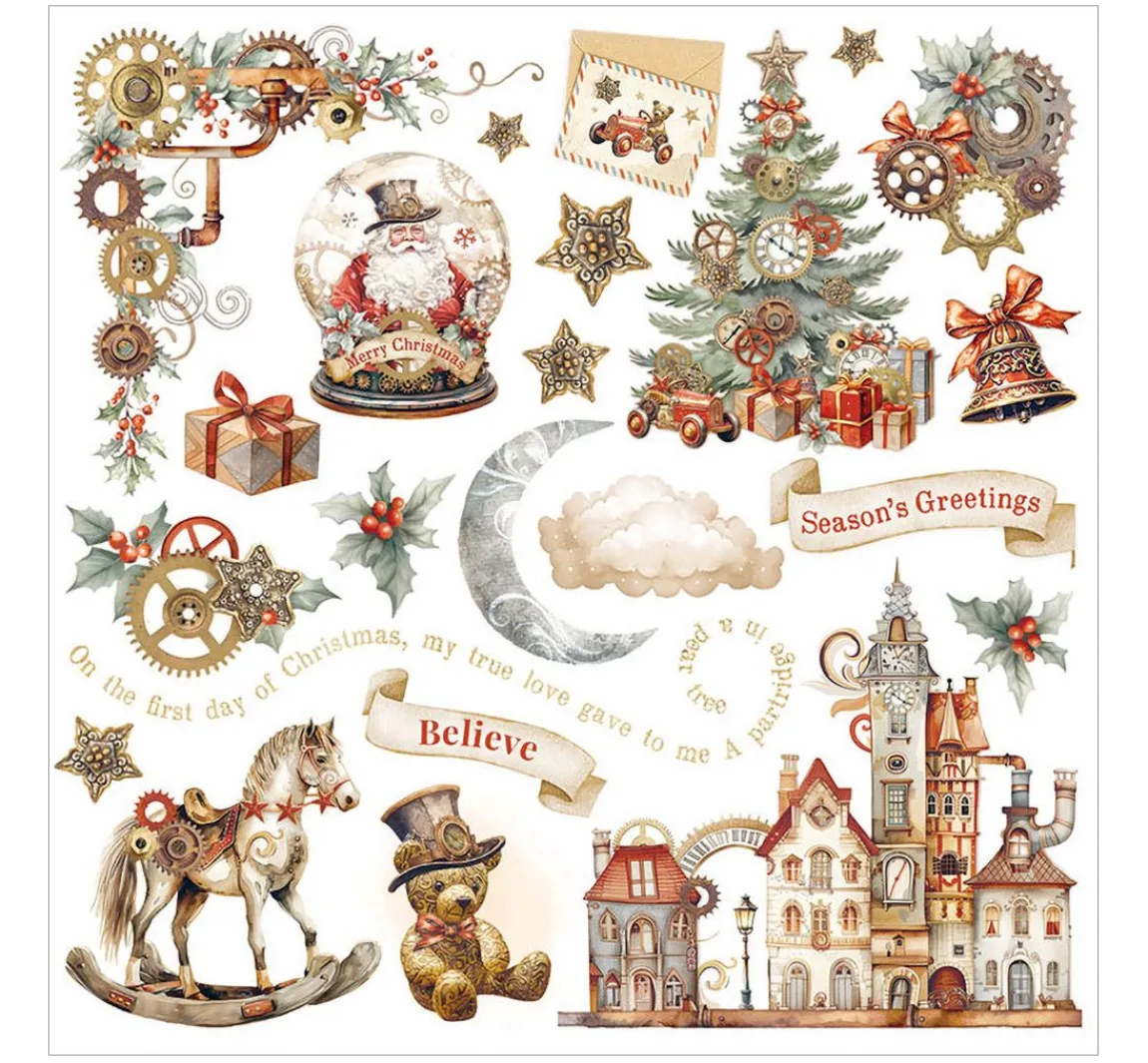Sale Stamperia Rub On Sortiment "Gear up for Christmas"