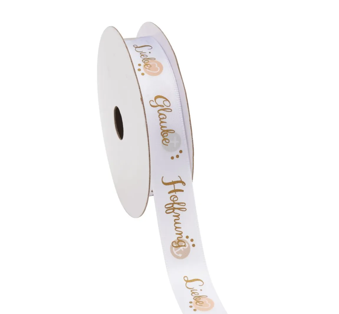 Clearance HobbyFun Satinband "Glaube Hoffnung Liebe"