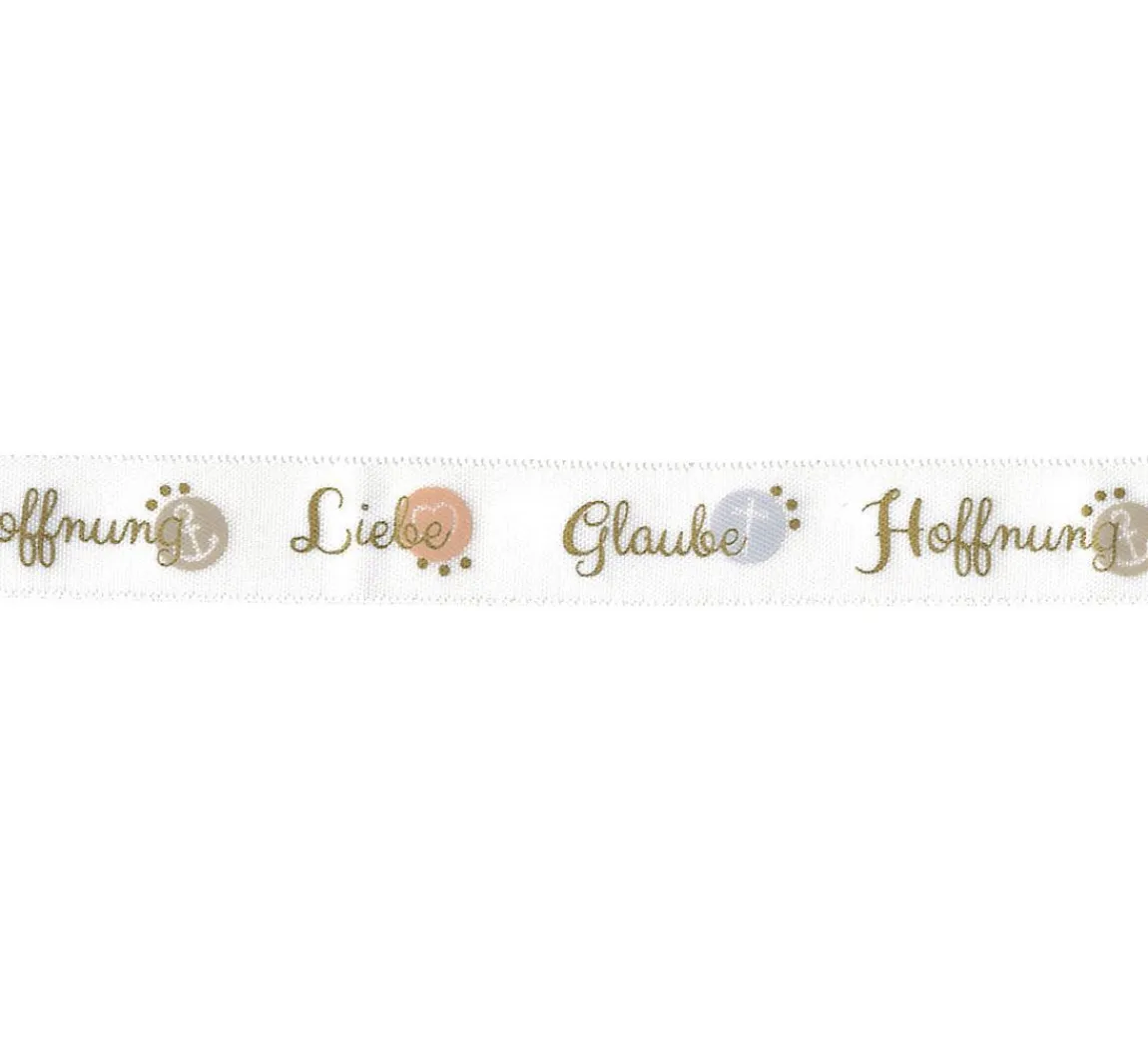 Clearance HobbyFun Satinband "Glaube Hoffnung Liebe"
