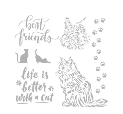 Stamperia Schablone "Orchids and Cats - Best Friends"