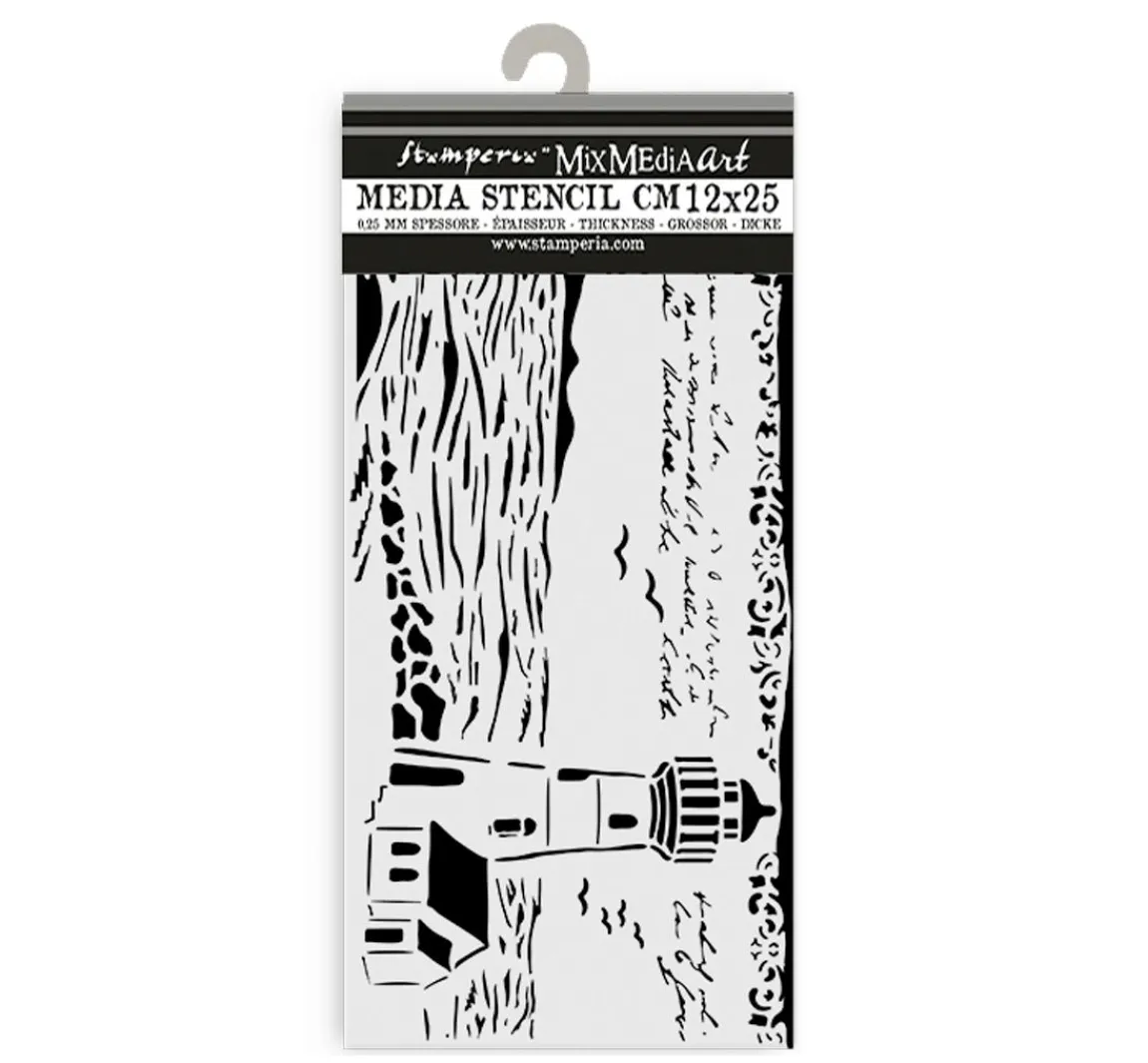 Best Stamperia Schablone "Silent Sea - Lighthouse", 12x25cm