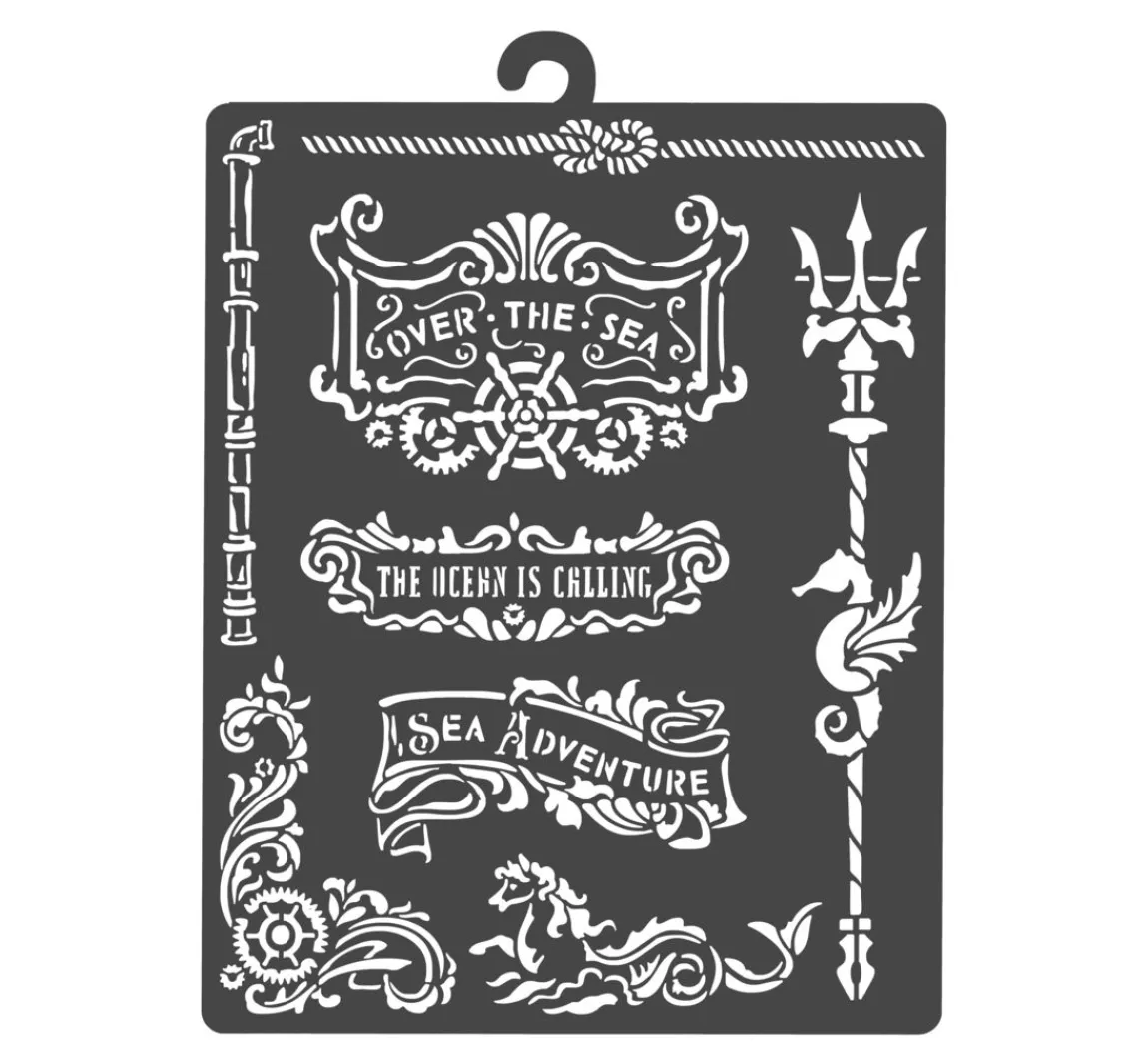 Clearance Stamperia Schablone "Songs of the Sea - Plates and trident"