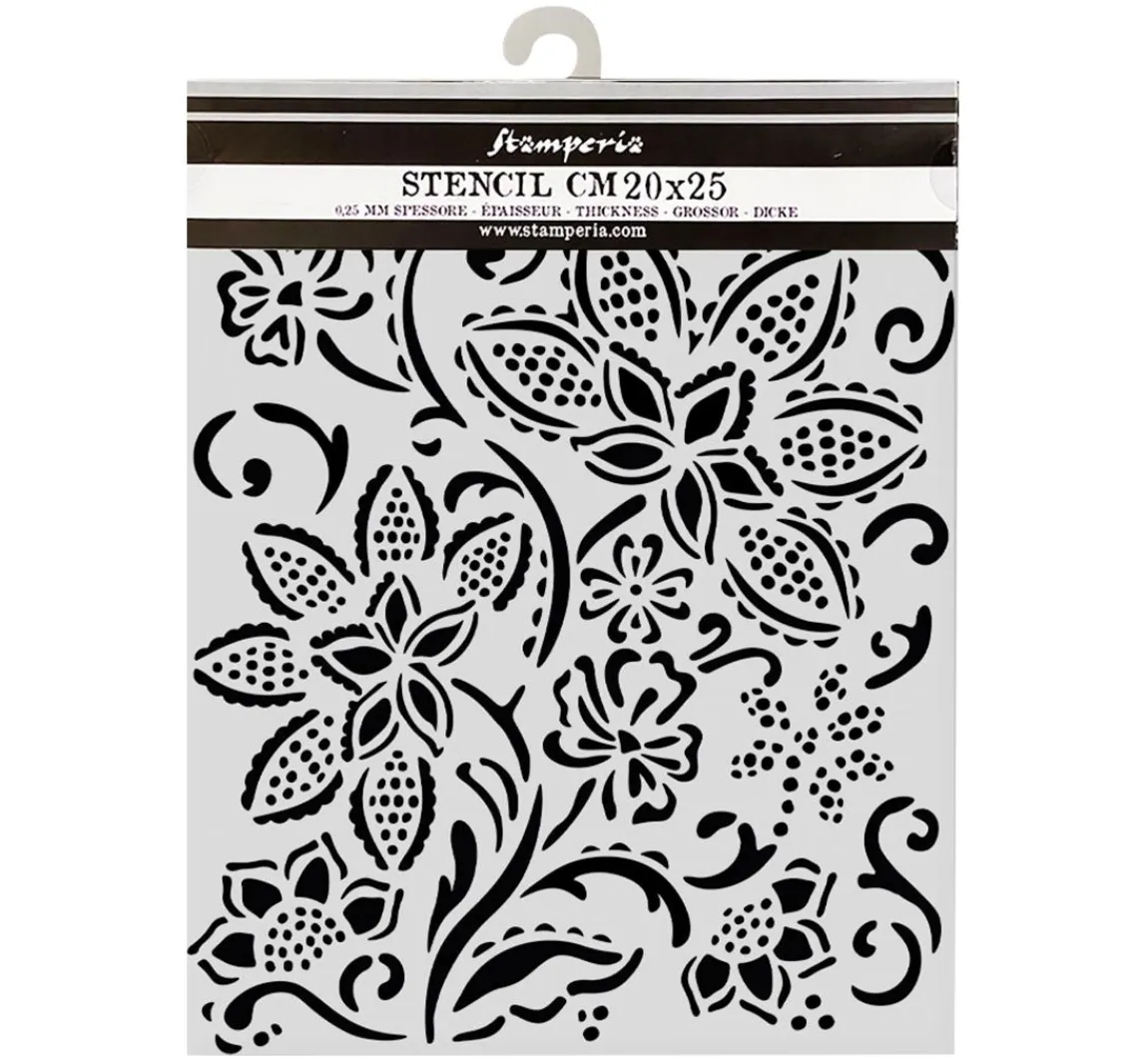 Stamperia Schablone "Timeless - Batik Flowers"