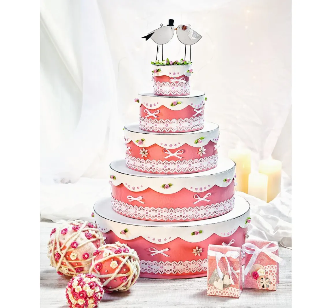 Online décopatch Schachtelset "Torte", 5er-Set, Pappmaché