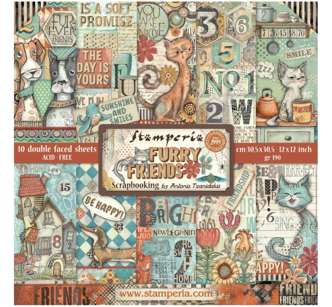 New Stamperia Scrapbook-Block "Furry Friends"