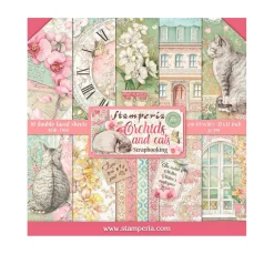 Online Stamperia Scrapbook-Block "Katze und Orchidee"