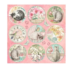 Online Stamperia Scrapbook-Block "Katze und Orchidee"