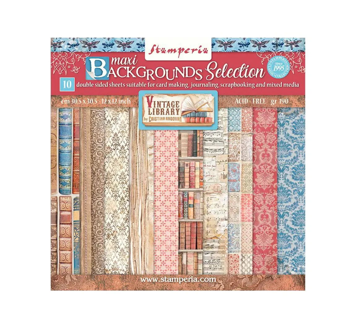 Best Stamperia Scrapbook-Block "Vintage Library Backgrounds"
