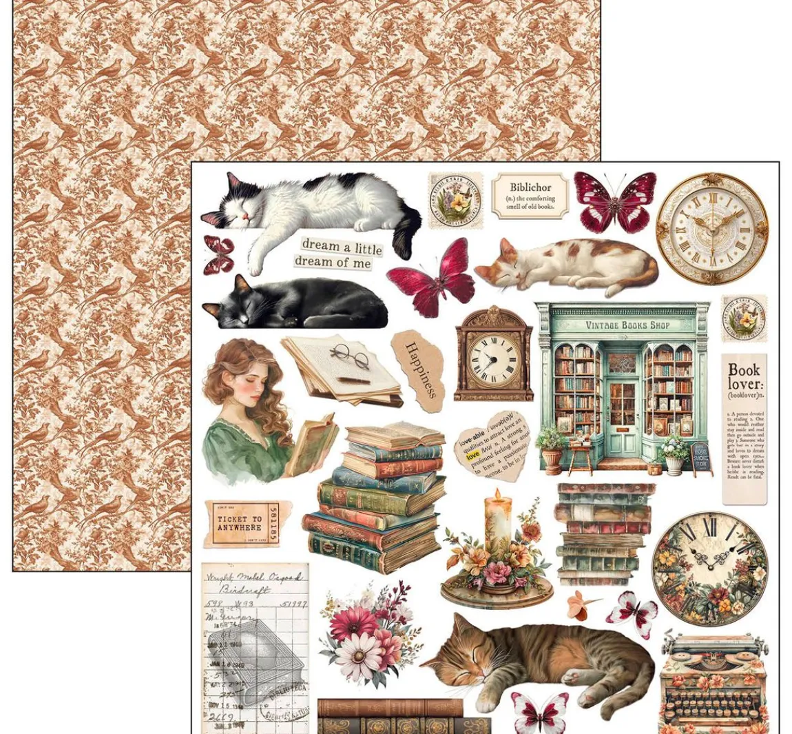 Clearance Ciao Bella Scrapbook-Papier "Book Lovers"