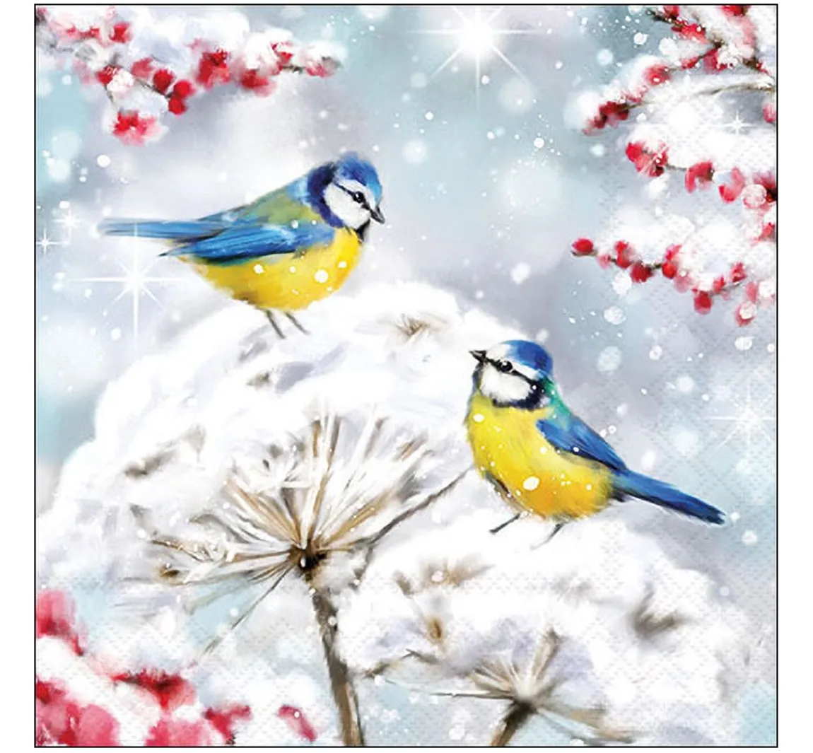 New Ambiente Serviette "Birds In The Snow"