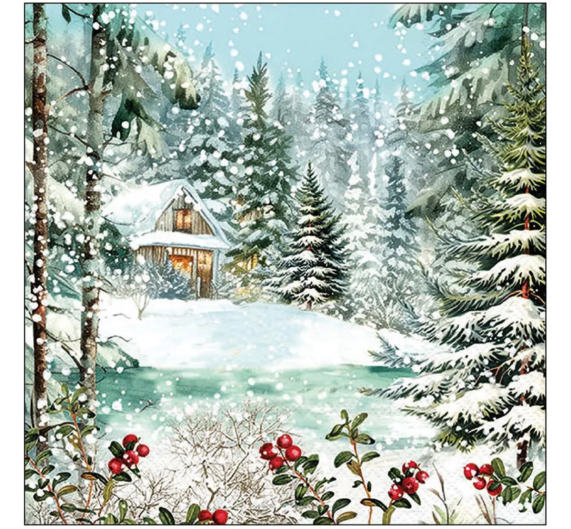 Clearance Ambiente Serviette "Cabin In The Woods"
