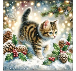 Sale Ambiente Serviette "Cute Cat In The Snow"