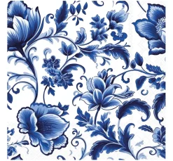Hot Ambiente Serviette "Delft blue Florals"