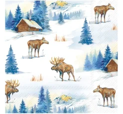 New IHR Serviette "Elche im Winter"