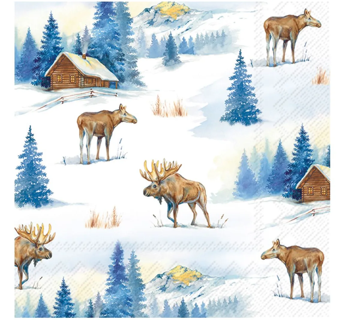 New IHR Serviette "Elche im Winter"