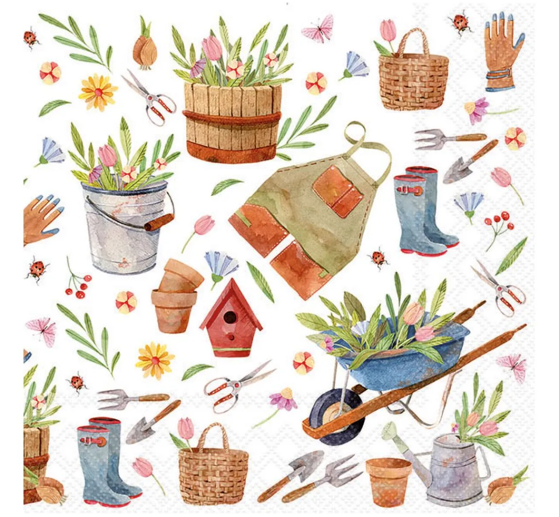 Sale Ambiente Serviette "Happy Gardening"