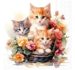 Online Ambiente Serviette "Kittens in Basket"