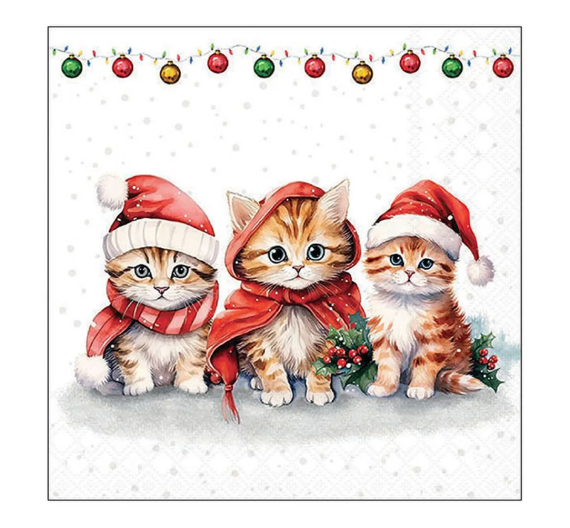 New Ambiente Serviette "Lustige Weihnachtskätzchen"
