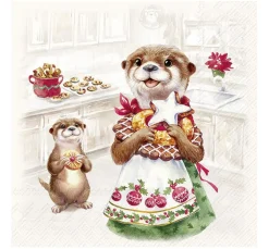 Hot IHR Serviette "Otter Family Baked"