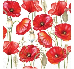Online Ambiente Serviette "Poppy over White"