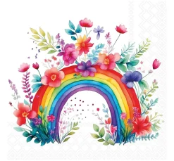 Outlet Ambiente Serviette "Rainbow with Flowers"