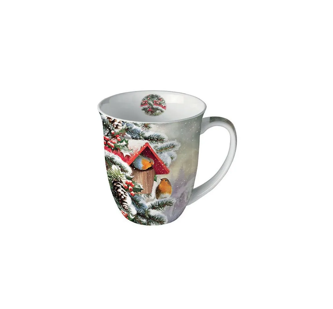 Best Ambiente Serviette "Rotkehlchen Winterhaus"