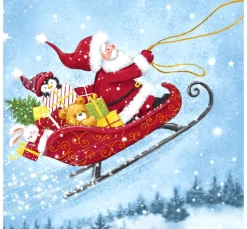 Outlet Paper+Design Serviette "Schlittenfahrt mit Santa"