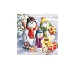 Sale Ambiente Serviette "Snowmen Family"