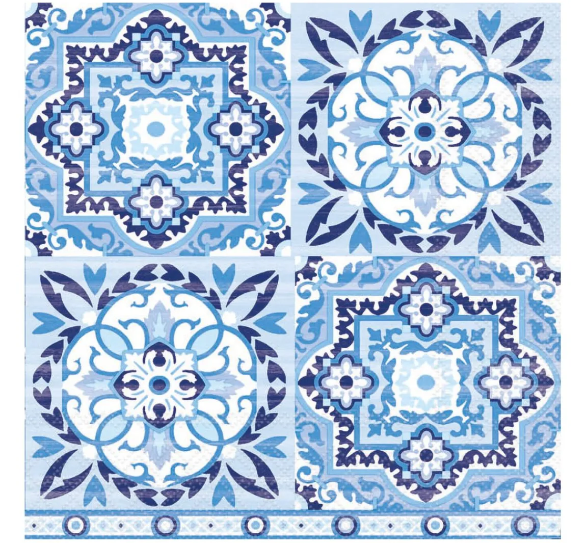 New Ambiente Serviette "Tiles blue"