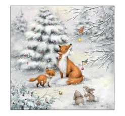 New Ambiente Serviette "Waldtiere im Winterwald"