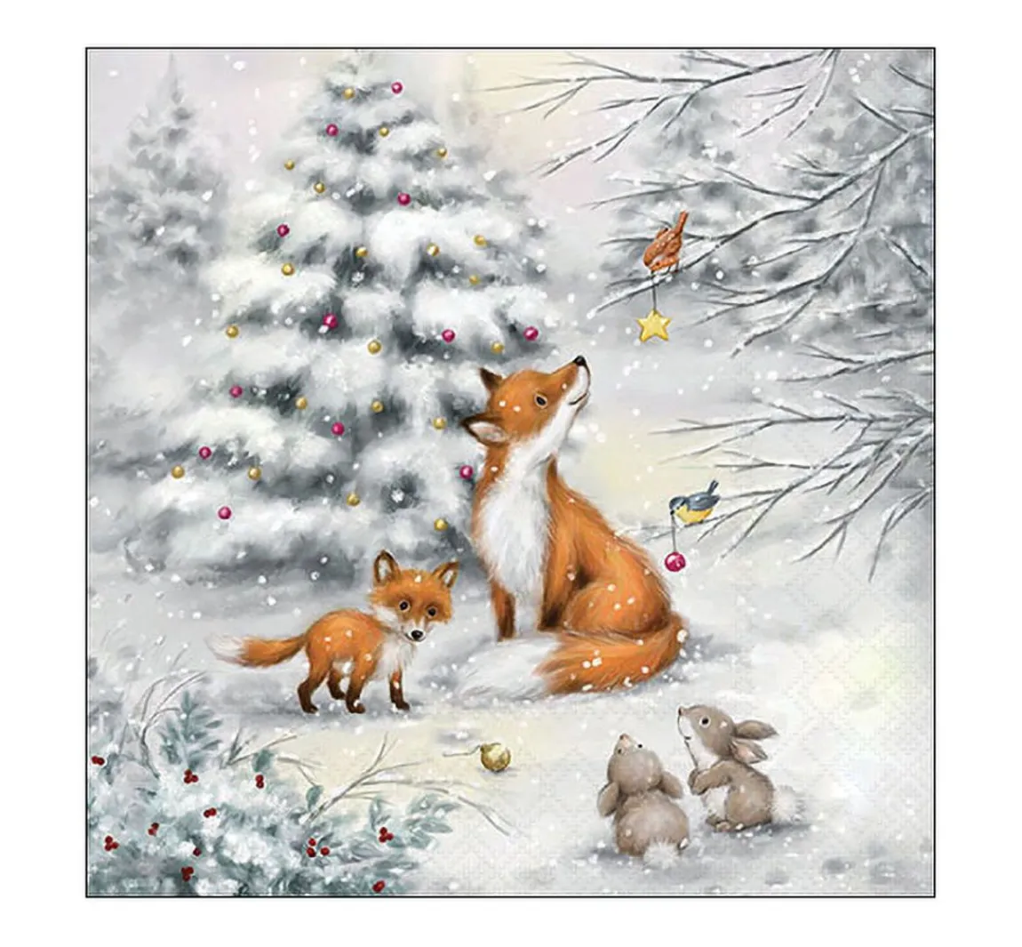 New Ambiente Serviette "Waldtiere im Winterwald"