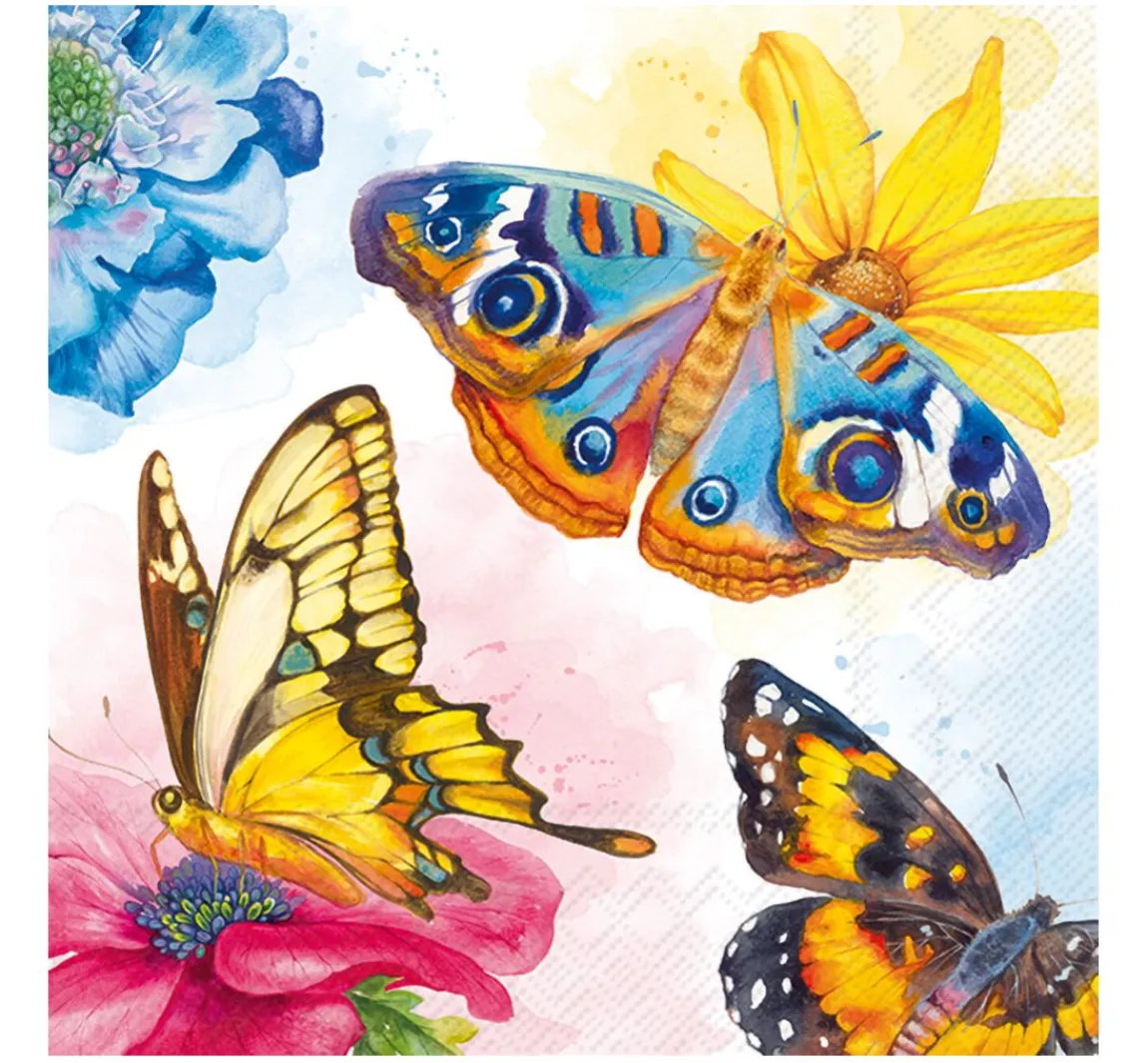 Online IHR Serviette "Watercolour Butterflies"