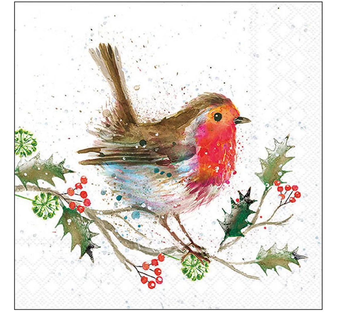 New Ambiente Serviette "Winter Robin"