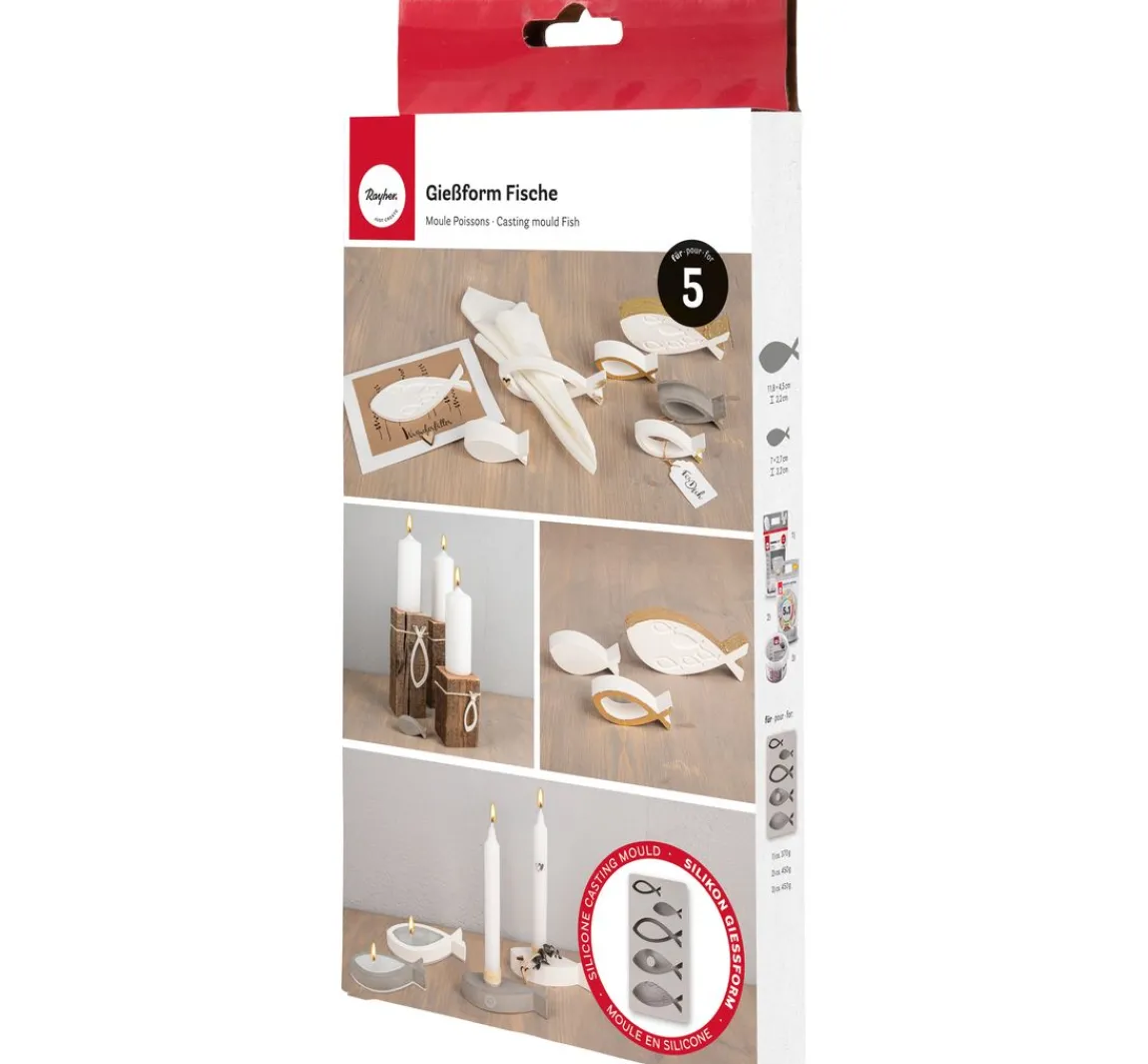 Outlet Rayher Silikon Gießform "Festliche Fische"