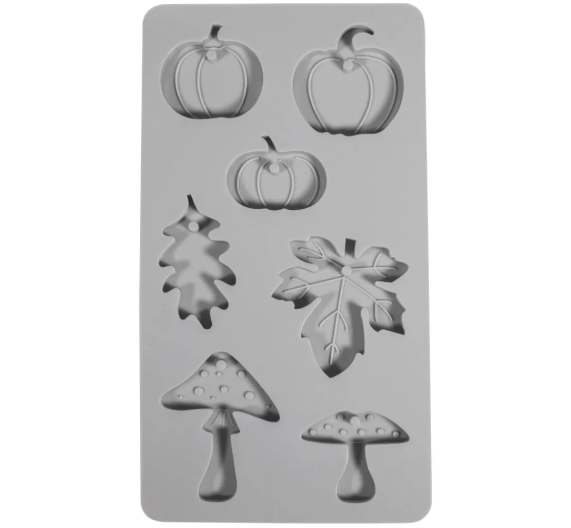 Outlet Rayher Silikon Gießform "Kürbis, Pilz, Blatt"