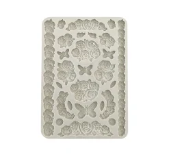 Stamperia Silikon Gießform "Shabby Rose - Roses & Butterfly"