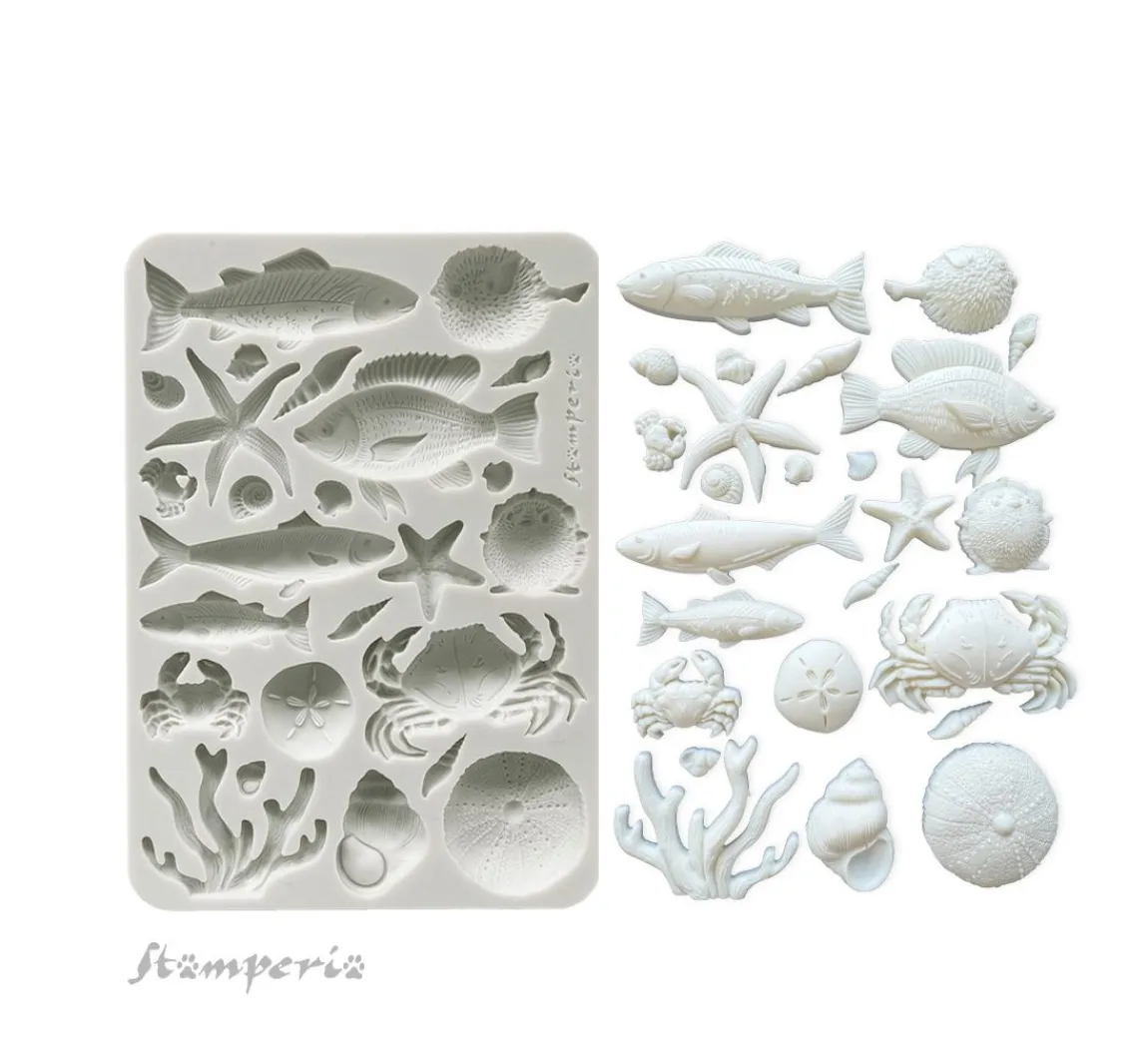 Discount Stamperia Silikonform A5 "Silent Sea - Shells & Fish"