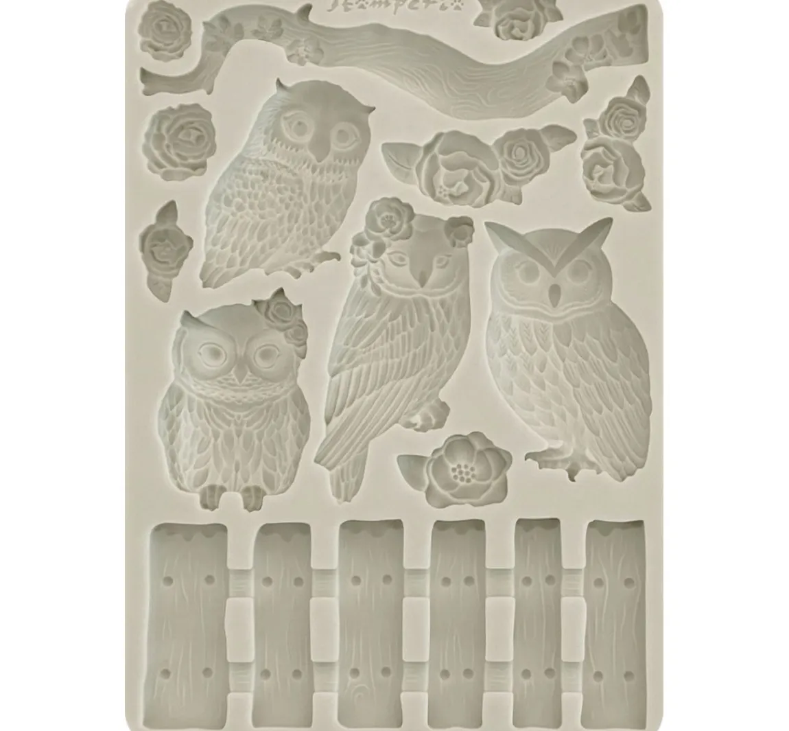 Best Stamperia Silikonform A5 "The Owl's House - Owls and Branch"