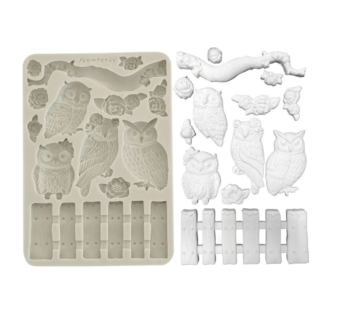 Best Stamperia Silikonform A5 "The Owl's House - Owls and Branch"